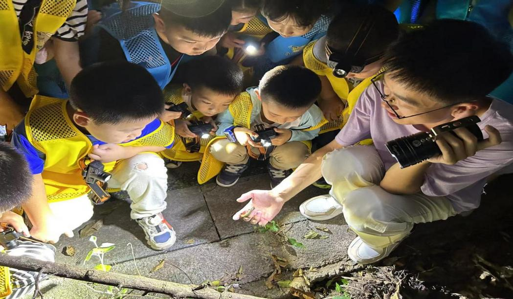 孩子们跟着科普老师走进紫金山，一起探生命奥秘与自然神奇。南京市文明办供图