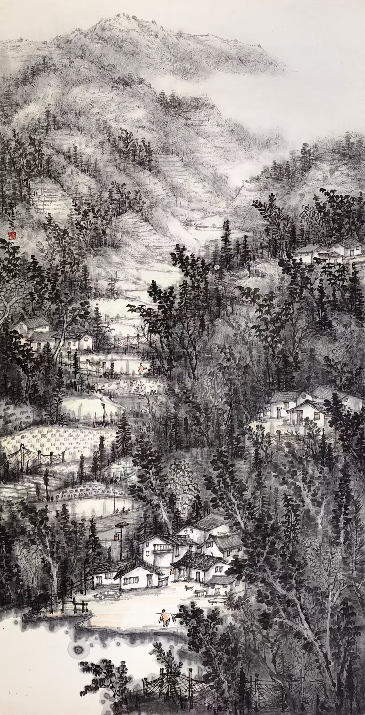 书画作品《霖雨润家山》